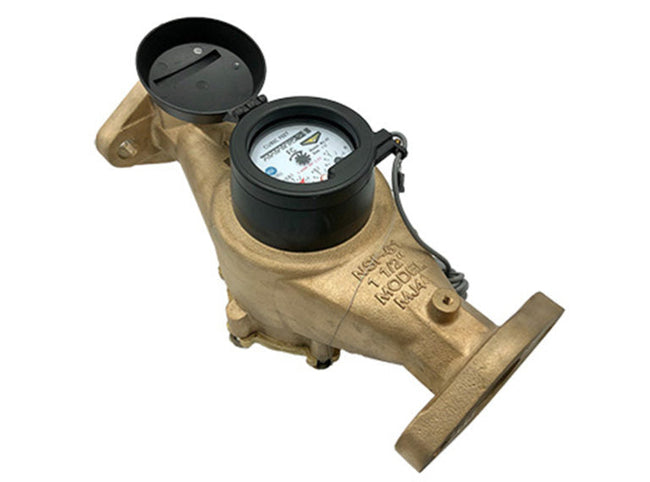 M&E MJ 1.5" Water Meter Flanged LF Bronze 1 Pulse/10 USG