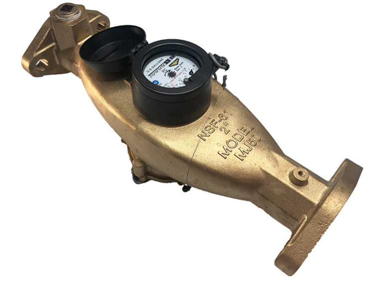 M&E MJ 2" Water Meter Flanged LF Bronze 1 Pulse/10 USG