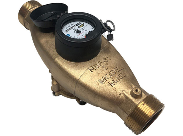 M&E MJ 2" Water Meter Threaded LF Bronze 1 Pulse/10 USG